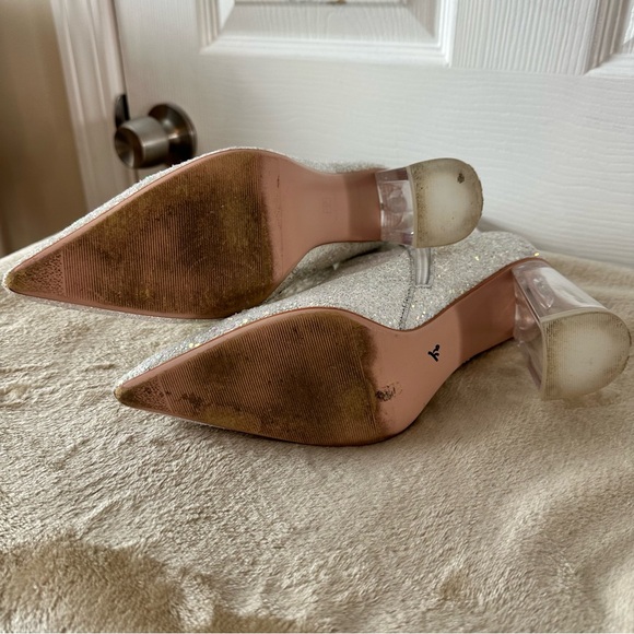 Sequin Glitter Ankle Boots Clear Sparkly Pointed Toe Block High Heel Shiny Boots - Picture 6 of 16